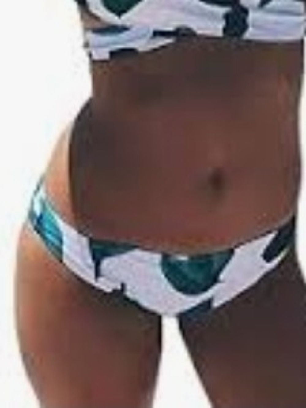 Cupshe White & Teal Leaf-Print Bikini Bottom